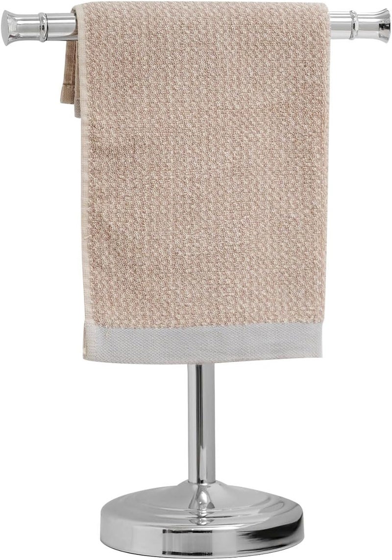 RUMOSE 13 Inch Polished Chrome Towel Stand Hand Towel Holder Bathroom Kitchen Vanity Countertop T-Shape Towel Rack Free Standing Stainless Steel Towel Bar Towel Ring - Image 1